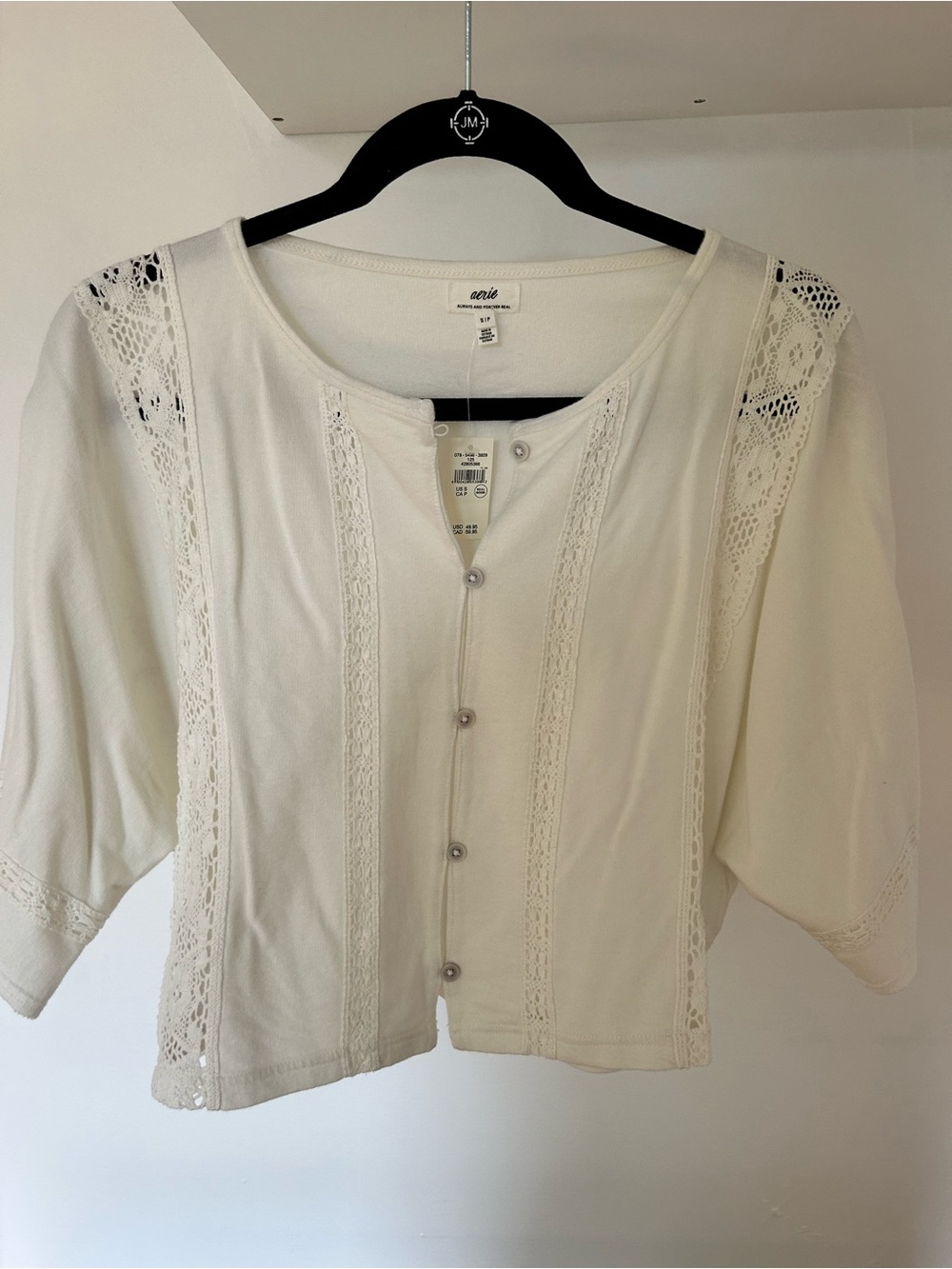 Aerie Short Sleeve Crochet Cardigan NWT